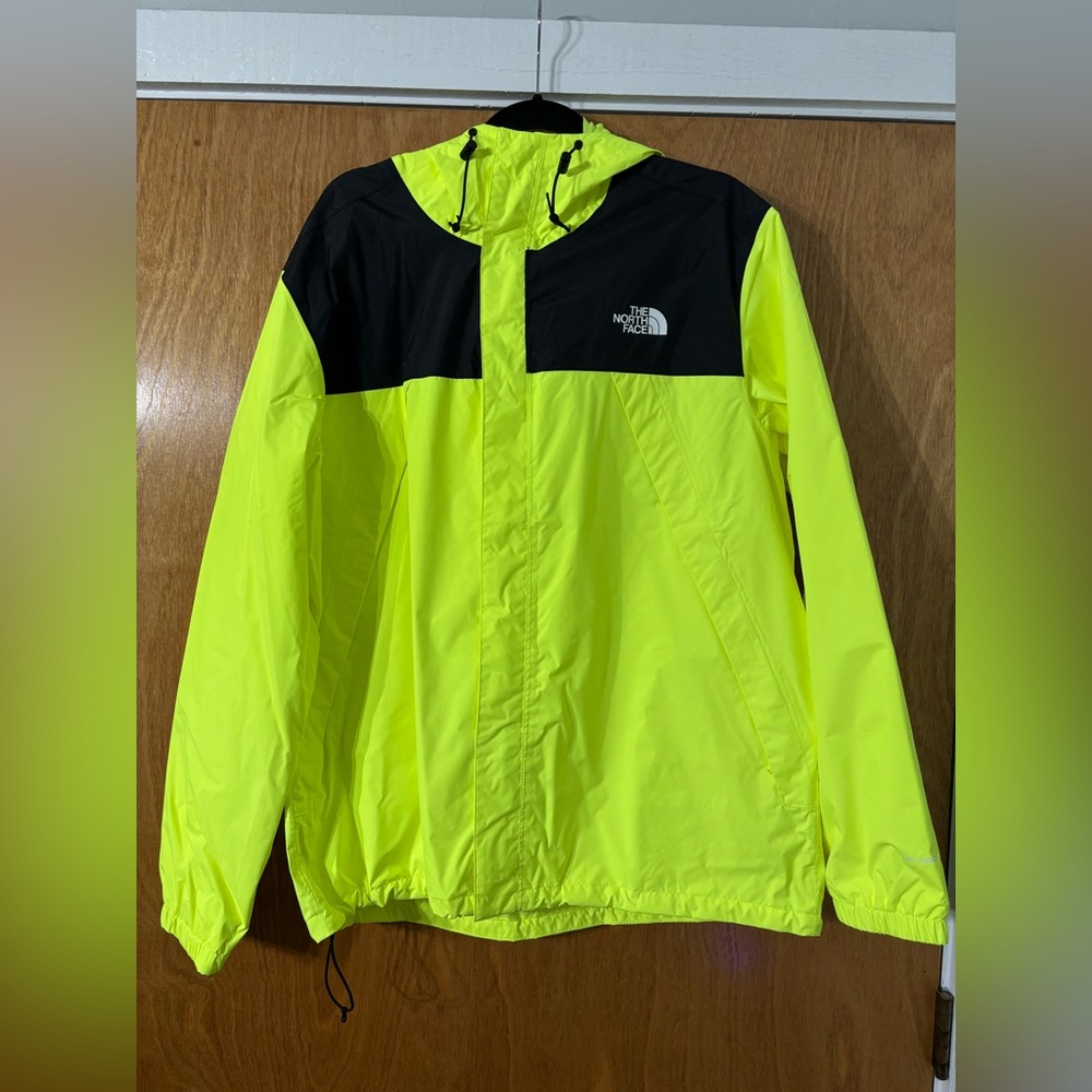 The North Face Neon Yellow and Black Windbreaker Coat